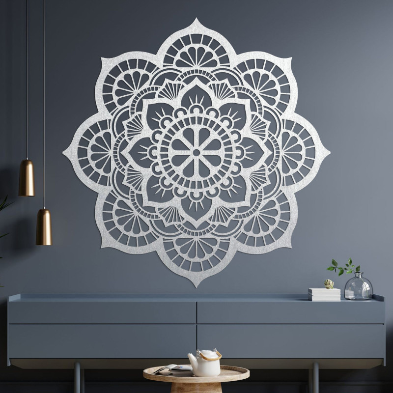 Decorațiune murală din lemn cu simbolismul mandalei, floare de lotus - MYSTICA