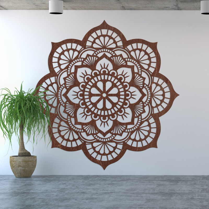 Decorațiune murală din lemn cu simbolismul mandalei, floare de lotus - MYSTICA