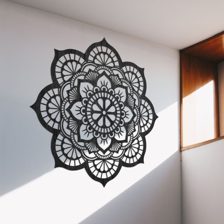Decorațiune murală din lemn cu simbolismul mandalei, floare de lotus - MYSTICA