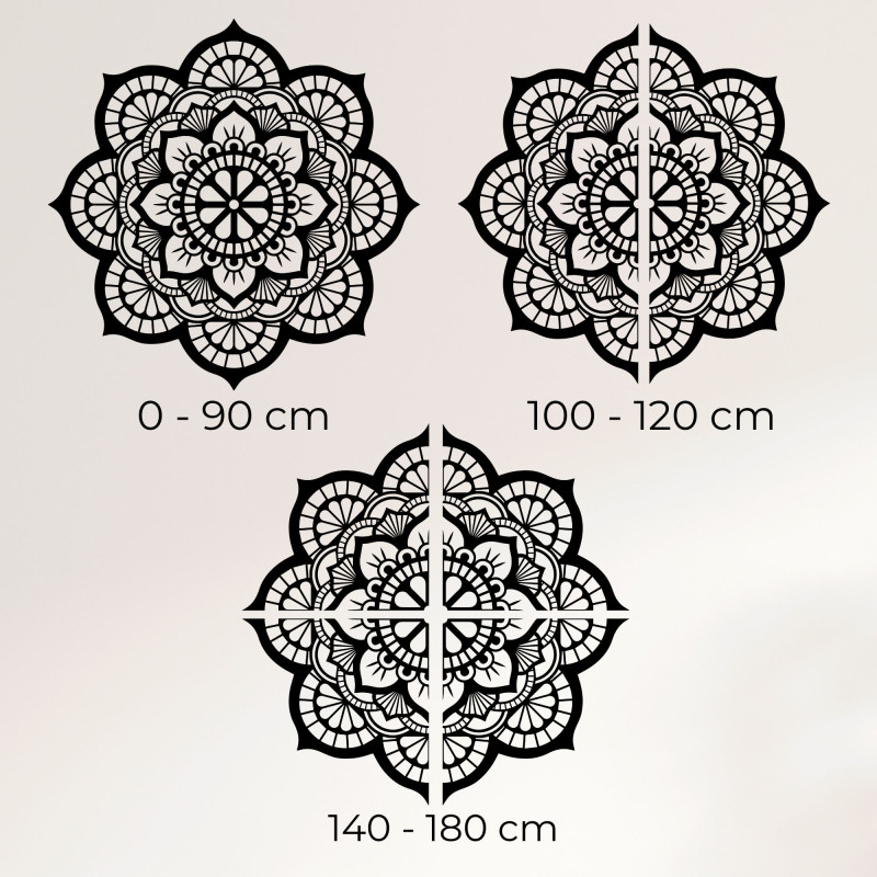 Mandala sculptată în lemn pentru perete cu un model floral detaliat