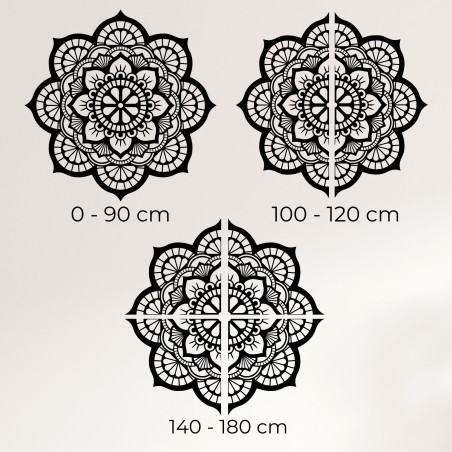 Mandala sculptată în lemn pentru perete cu un model floral detaliat