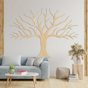Pictură murală decorativă din lemn cu ramuri de copaci