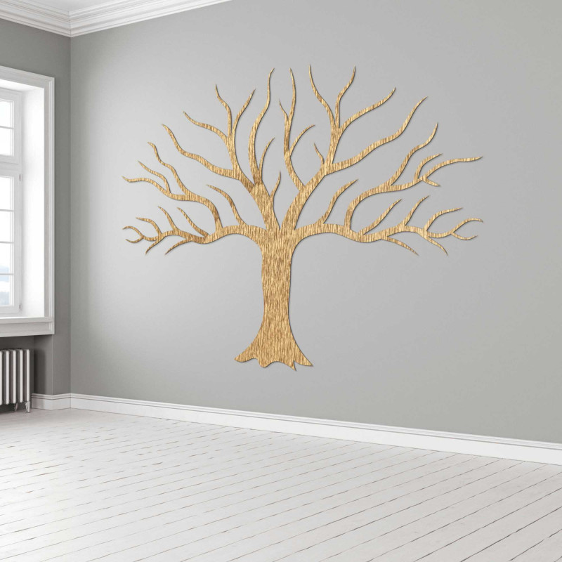 Pictură murală decorativă din lemn cu ramuri de copaci
