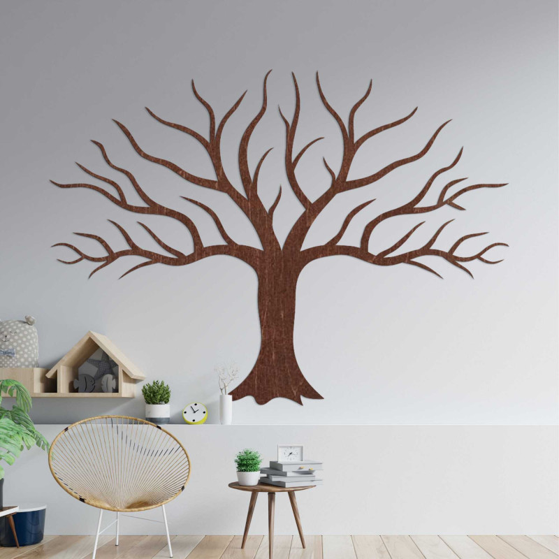Pictură murală decorativă din lemn cu ramuri de copaci