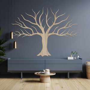 Tablou din lemn pe perete cu crengi de copac 2