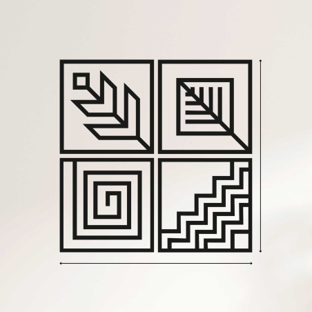 Tablou de perete din lemn, 4 piese, geometrie Tablou de perete din lemn, 4 piese, geometrie