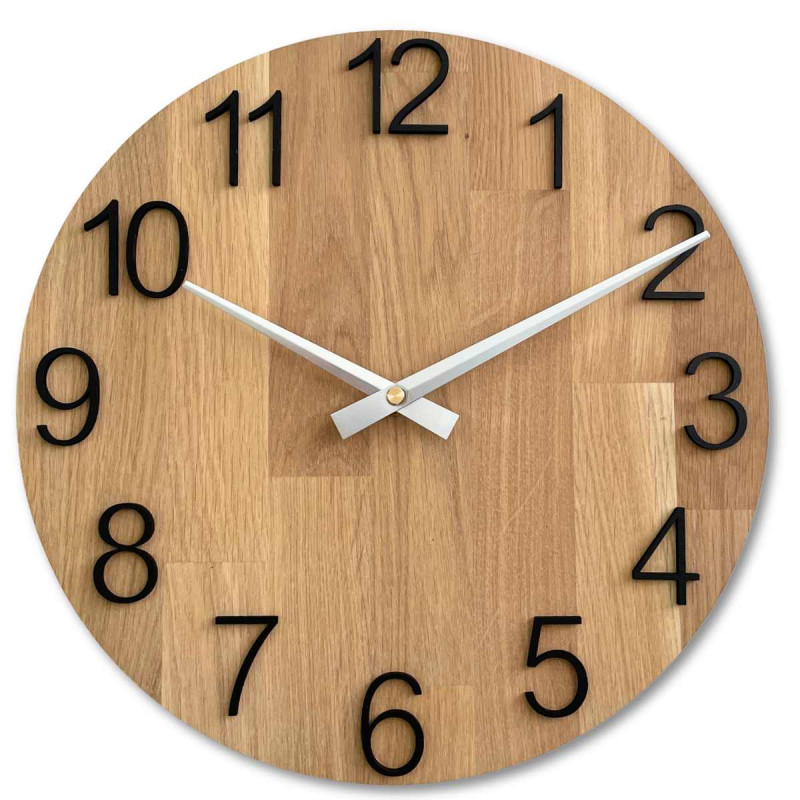 Ceas de perete din stejar masiv - design minimalist UNITA