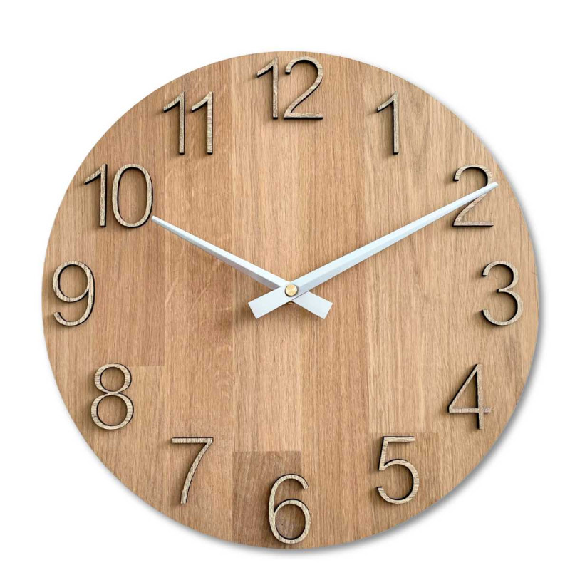 Ceas de perete din stejar masiv - design minimalist UNITA