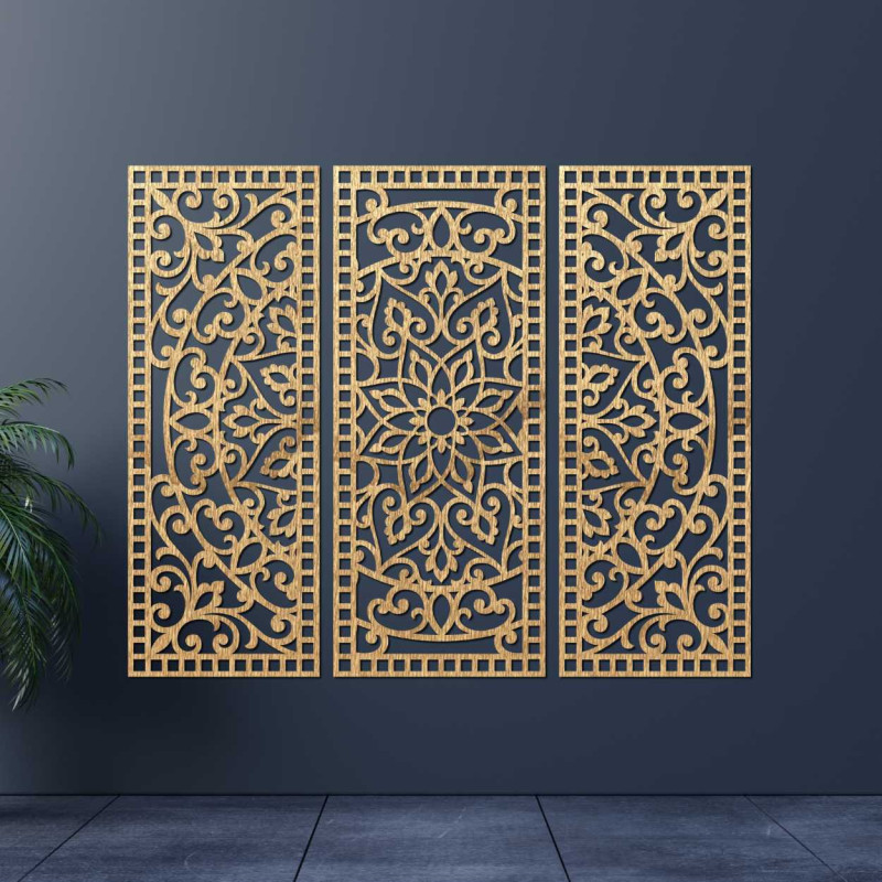 Decor de perete din trei piese panou mandala - AURELIA