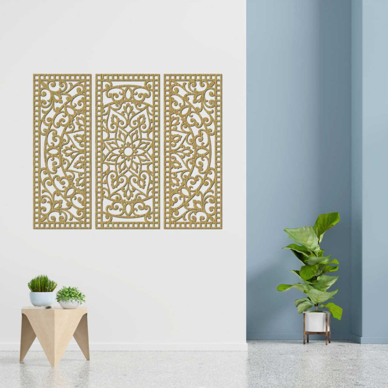 Decor de perete din trei piese panou mandala - AURELIA