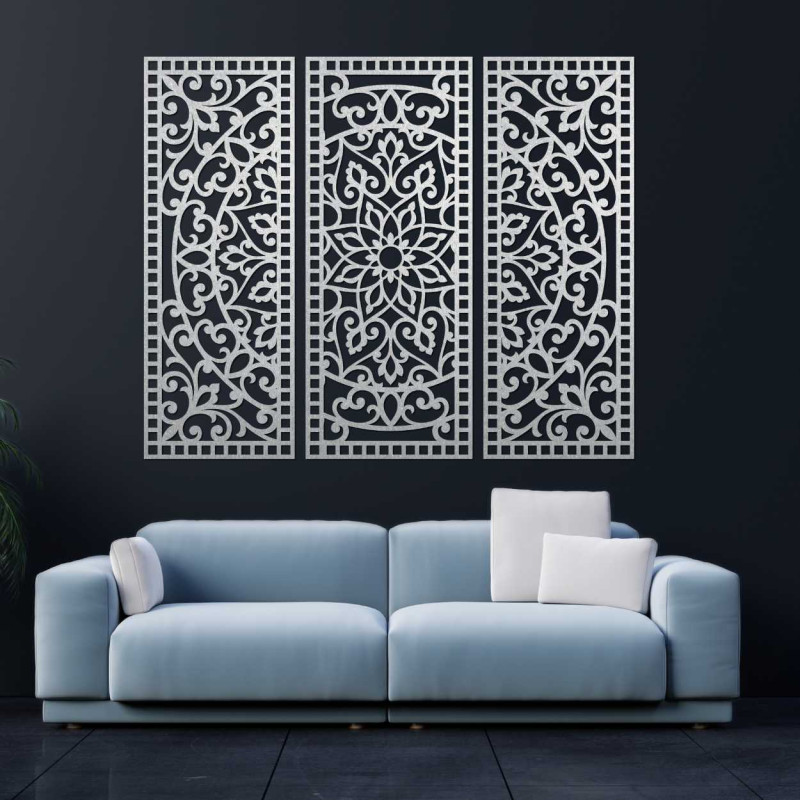 Decor de perete din trei piese panou mandala - AURELIA