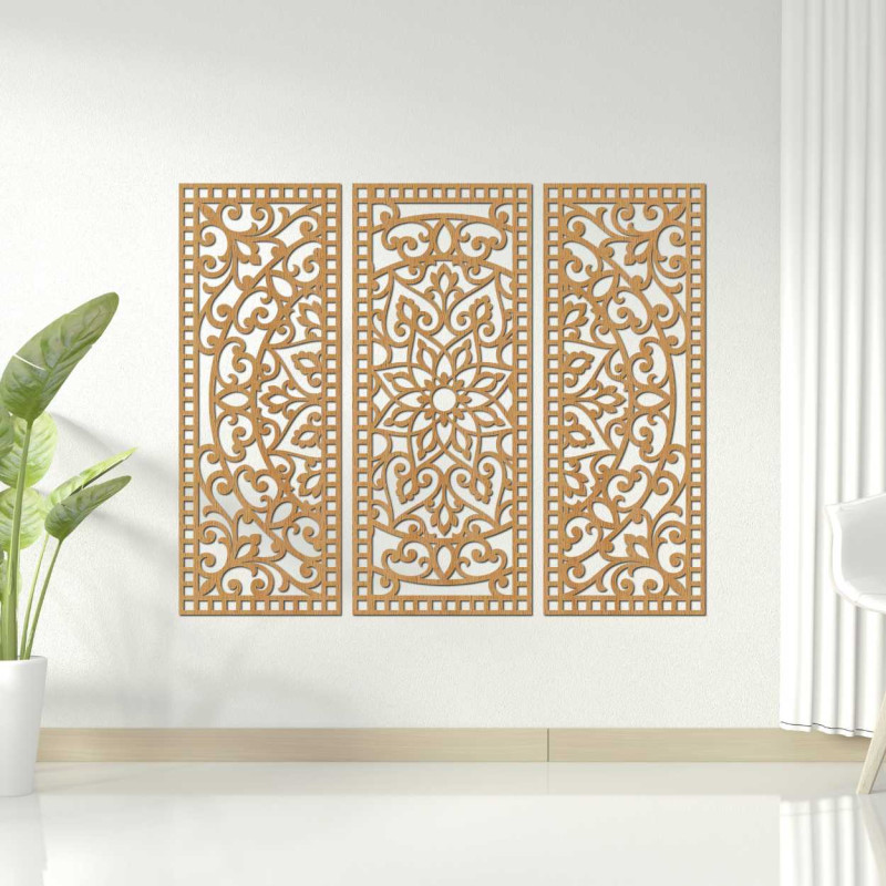 Mandala din lemn cu decorațiuni de perete din mai multe părți - ORNATA
