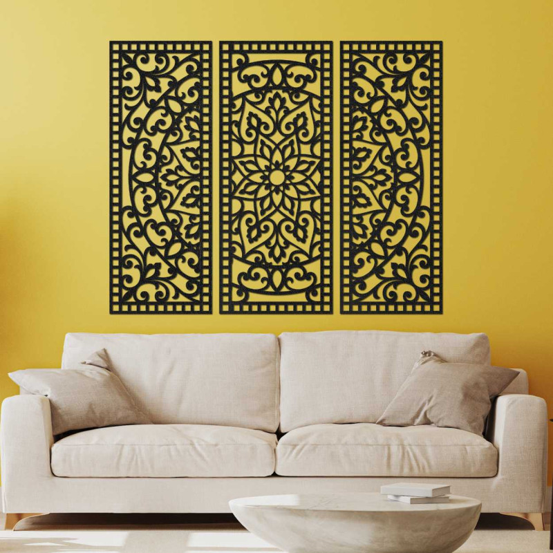 Mandala din lemn cu decorațiuni de perete din mai multe părți - ORNATA