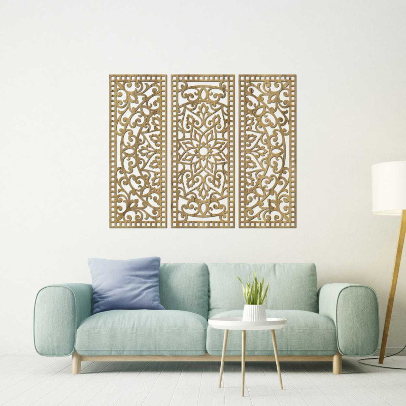 Mandala din lemn cu decorațiuni de perete din mai multe părți - ORNATA