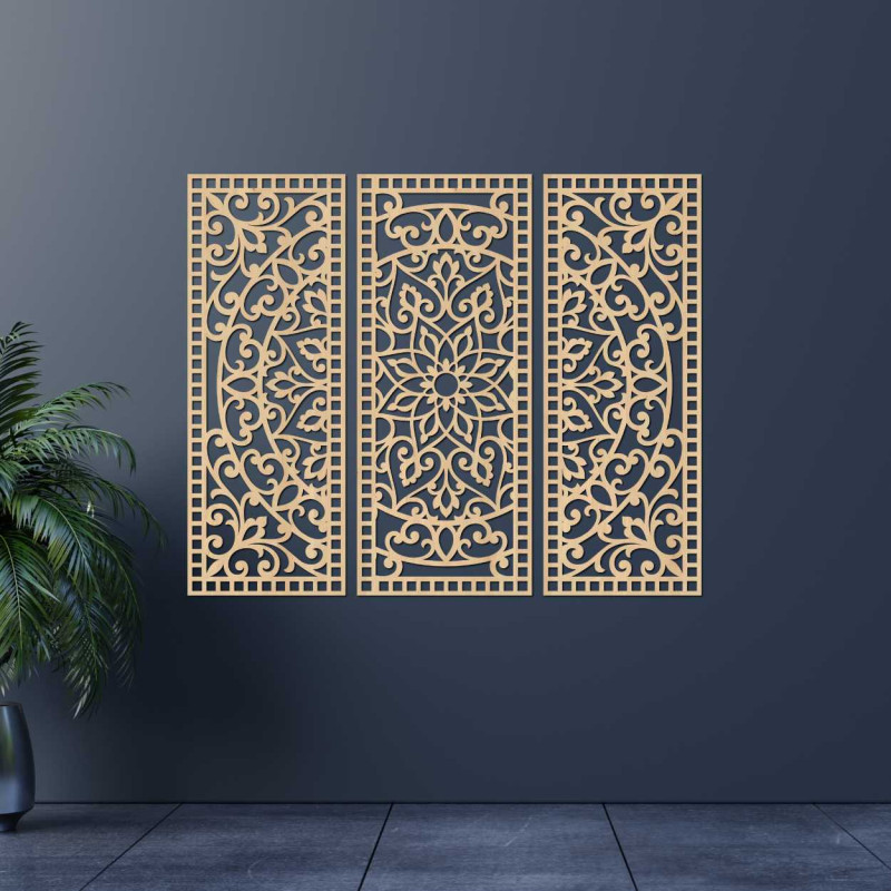 Mandala din lemn cu decorațiuni de perete din mai multe părți - ORNATA