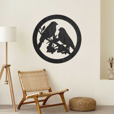 Decor din lemn păsări pe o ramură - BIERDO