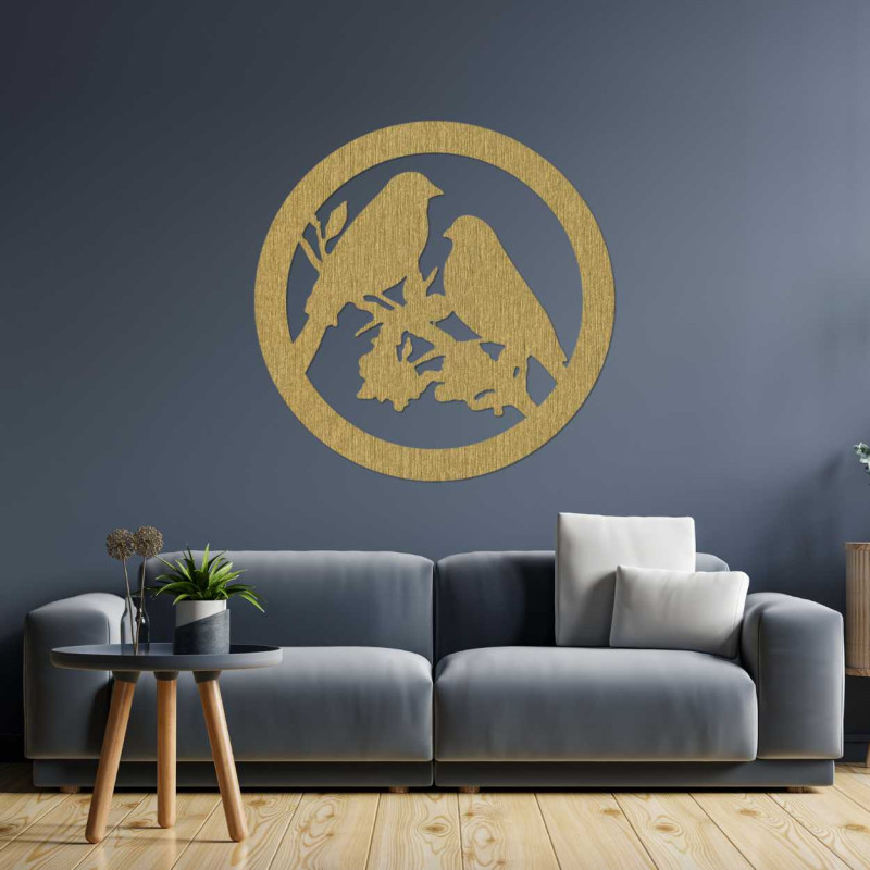 Decor din lemn păsări pe o ramură - BIERDO