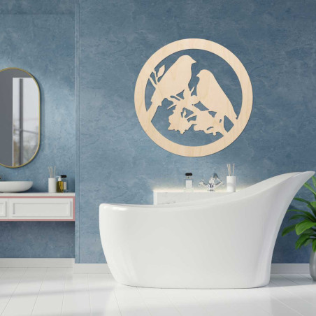 Decor din lemn păsări pe o ramură - BIERDO