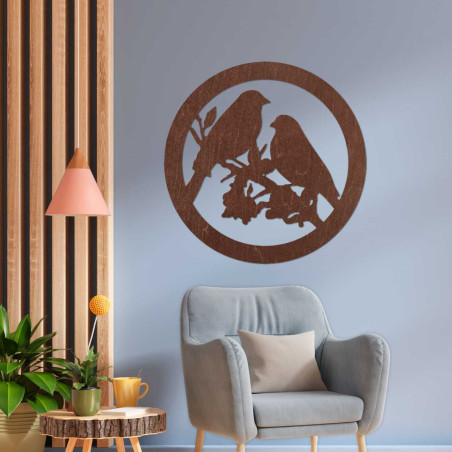 Decor din lemn păsări pe o ramură - BIERDO