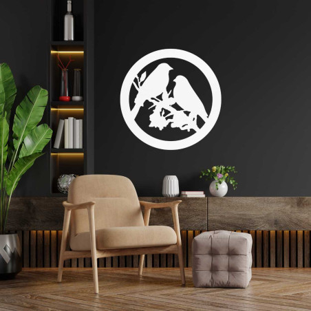 Decor din lemn păsări pe o ramură - BIERDO