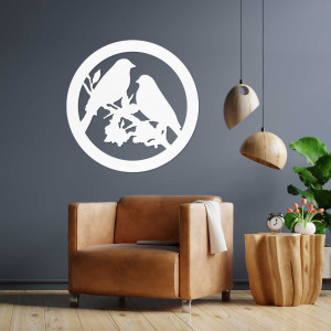 Tablou de perete din lemn păsări pe ramuri - AVIAN 2