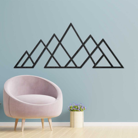 Pictură geometrică cu munte - decor mural din lemn în stil modern pentru iubitorii de natură și minimalism.