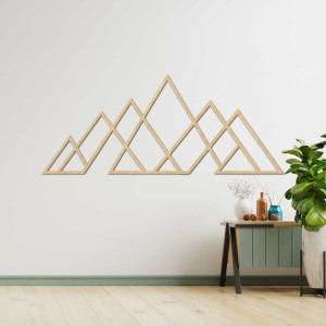 Pictură geometrică cu munte - decor mural din lemn în stil modern pentru iubitorii de natură și minimalism. 2