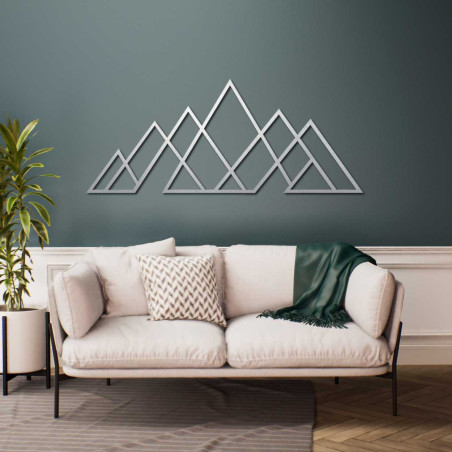 Pictură geometrică cu munte - decor mural din lemn în stil modern pentru iubitorii de natură și minimalism.