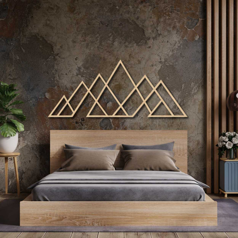 Imagine de perete din lemn cu munți geometrici - APALATU