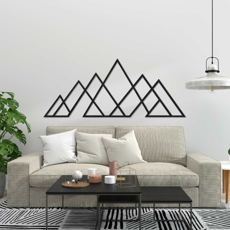 Imagine de perete din lemn cu munți geometrici - APALATU