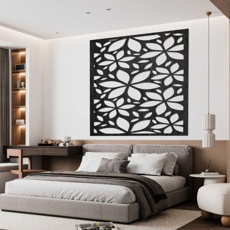 Panou modern din lemn cu model floral pentru un interior elegant