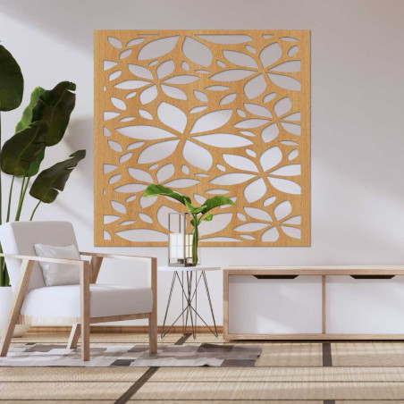 Tablou pătrat cu flori din lemn - BOTANICA