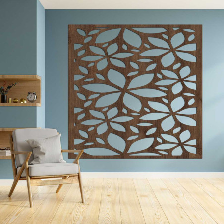 Tablou pătrat cu flori din lemn - BOTANICA