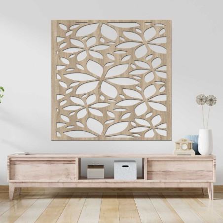 Tablou pătrat cu flori din lemn - BOTANICA