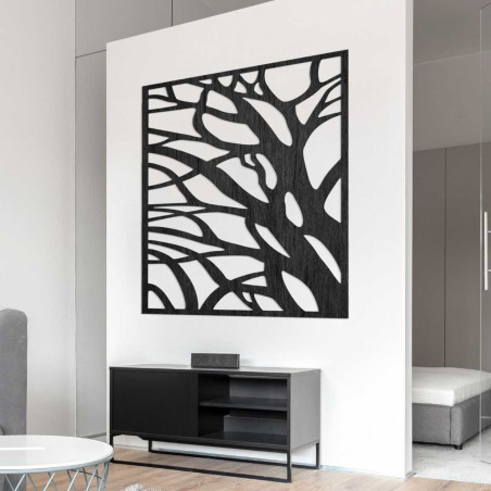 Decorațiune murală din lemn cu motiv abstract de copaci și rădăcini