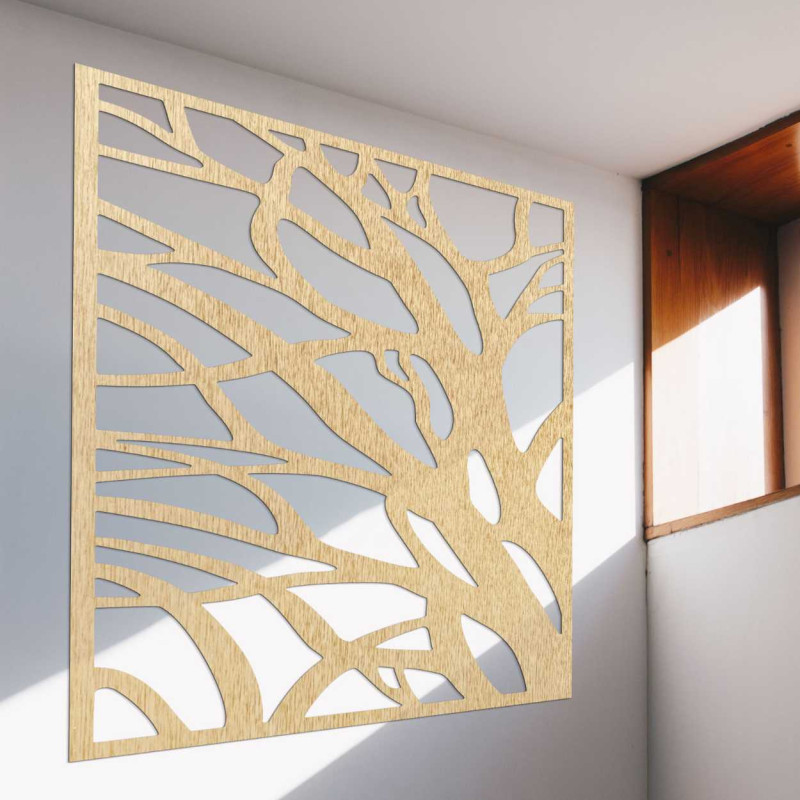 Decorațiune murală din lemn cu motiv abstract de copaci și rădăcini