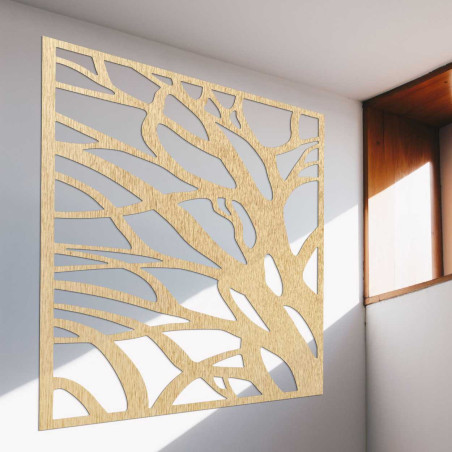 Decorațiune murală din lemn cu motiv abstract de copaci și rădăcini