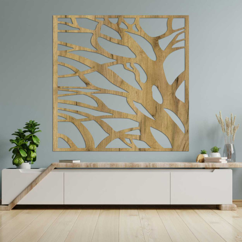 Pictură pe lemn Crengi de copac – decorațiune murală modernă din lemn | SENTOP