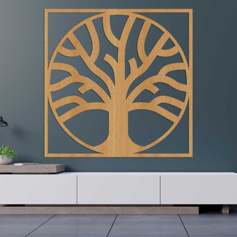 Decorațiune din lemn natural cu un design armonios de copac și înrădăcinare.