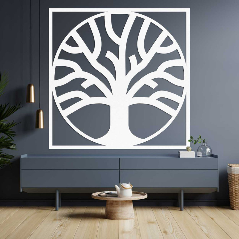 Decorațiune din lemn natural cu un design armonios de copac și înrădăcinare.