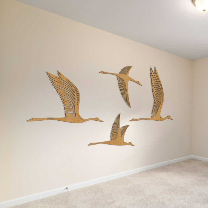 Design minimalist de pasăre din lemn montat pe peretele interior