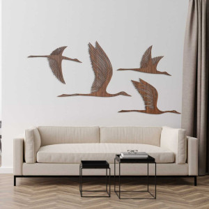 Design minimalist de pasăre din lemn montat pe peretele interior 2