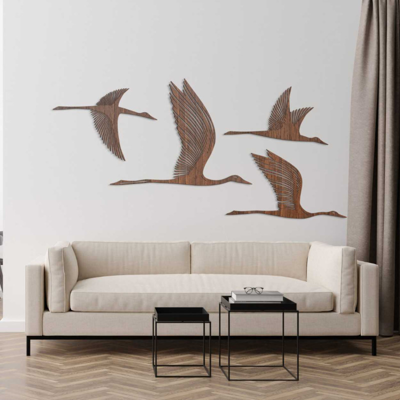Design minimalist de pasăre din lemn montat pe peretele interior