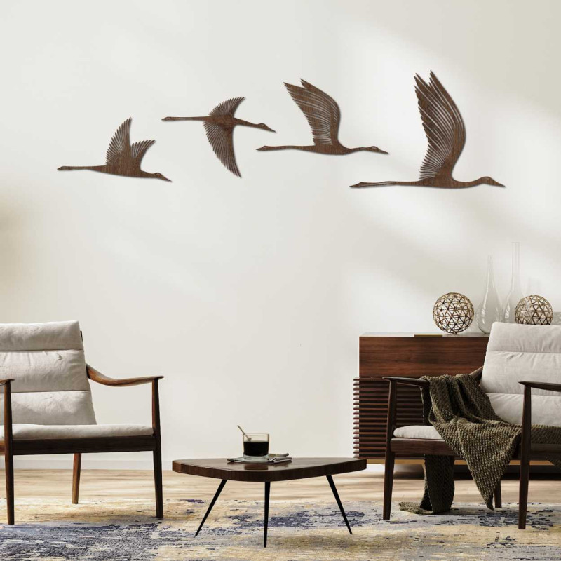 Design minimalist de pasăre din lemn montat pe peretele interior