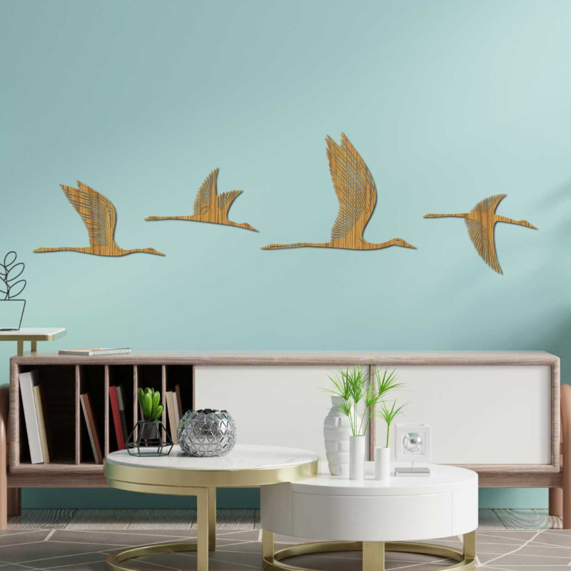Design minimalist de pasăre din lemn montat pe peretele interior