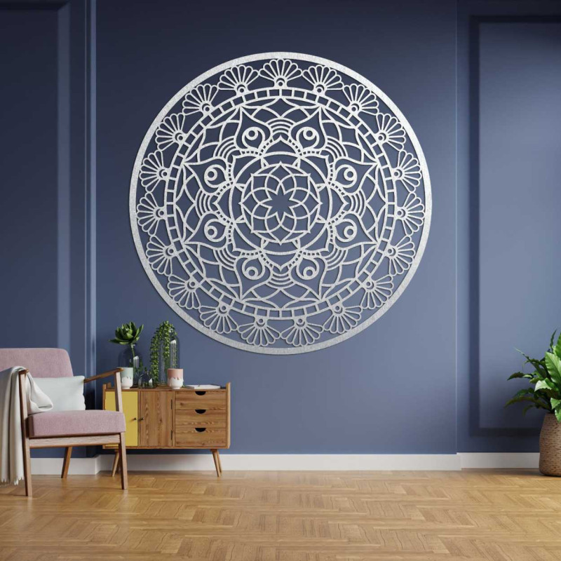 Design circular cu linii delicate și modele florale care creează un întreg armonios.