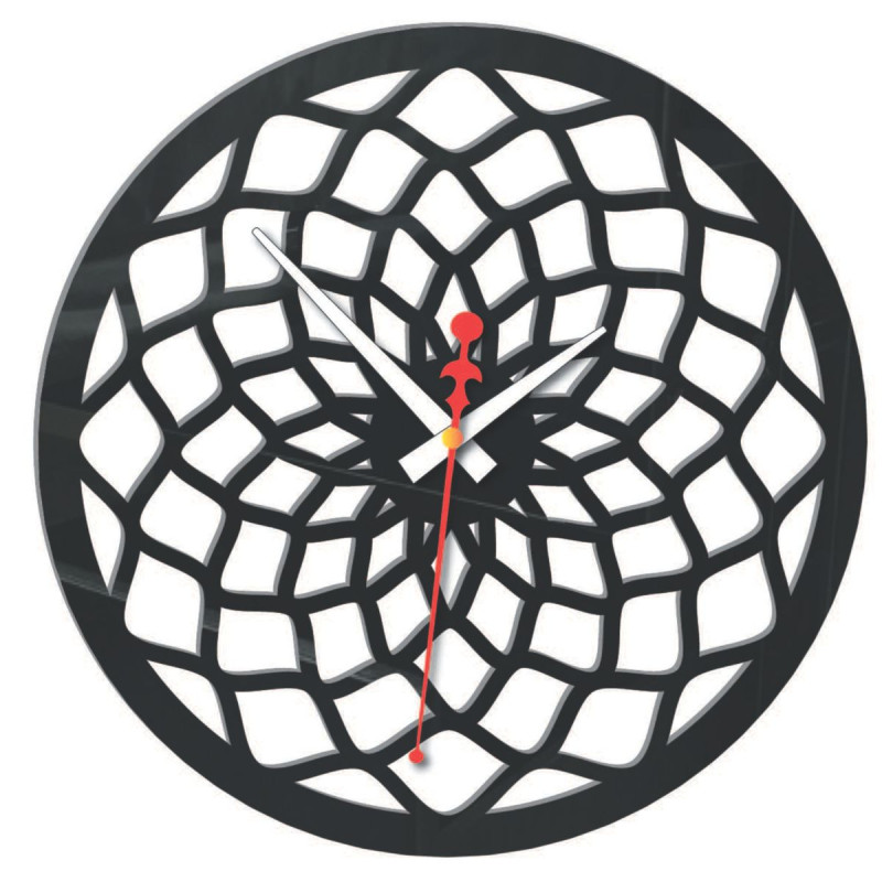 Ceas de perete negru cu motive geometrice