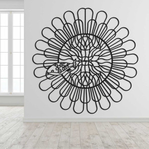 Decorațiune murală modernă cu curbe delicate și un design abstract central. 2