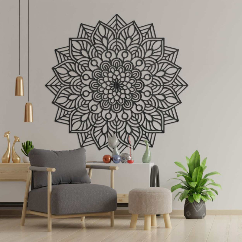 Mandala din lemn pe perete - decor elegant