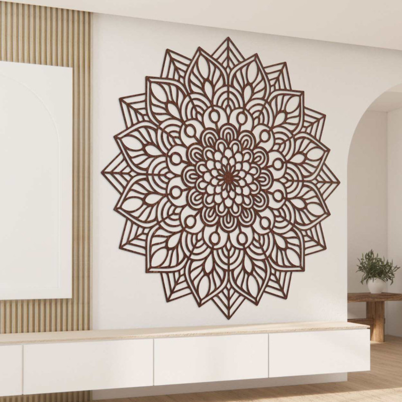 Mandala din lemn pe perete - decor elegant